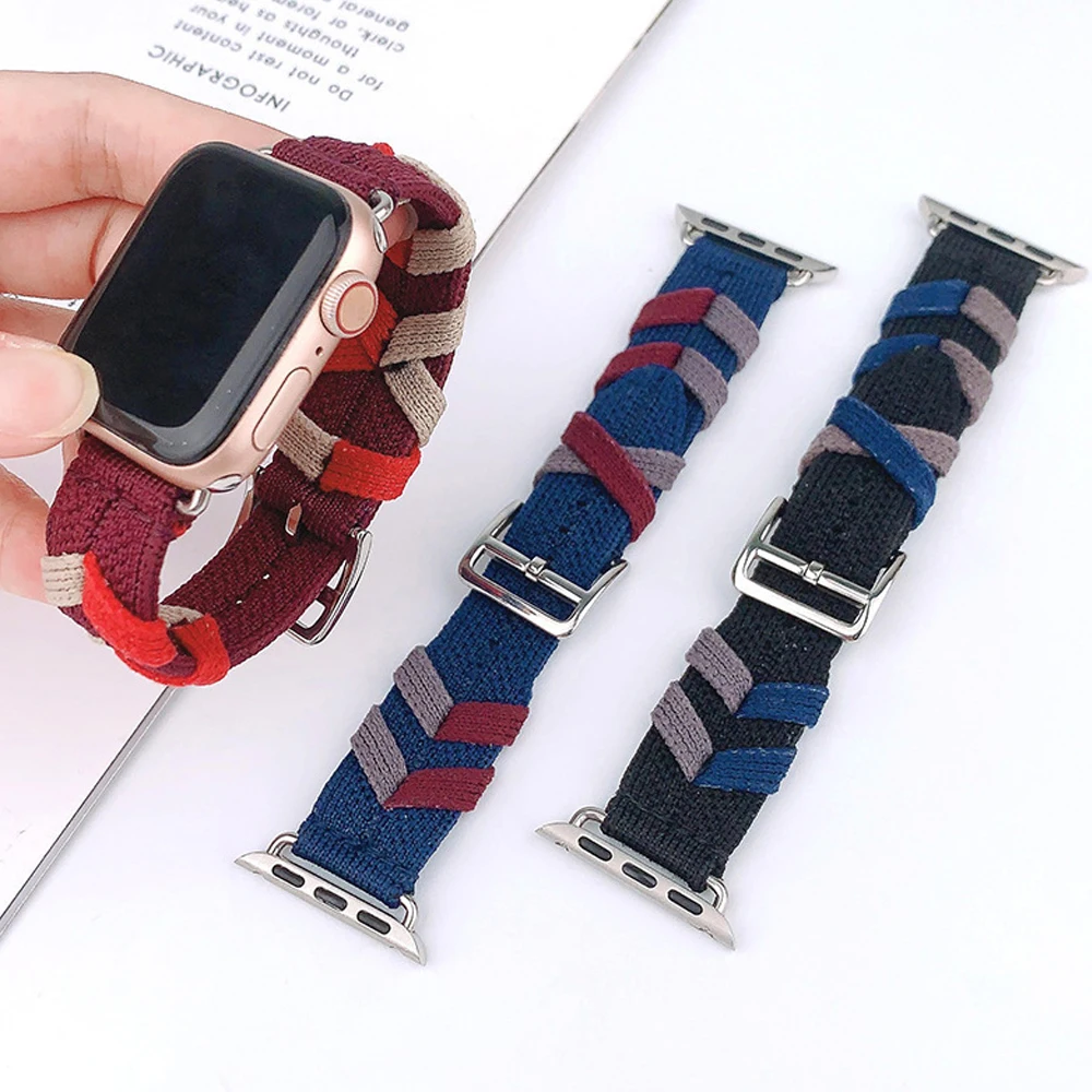 Logo Single Tour Strap For Apple Watch Series 10 9 46mm 45mm 41mm 44mm 42mm Nylon Sport Bracelet iWatch Ultra 2 49mm 6 7 8 40mm