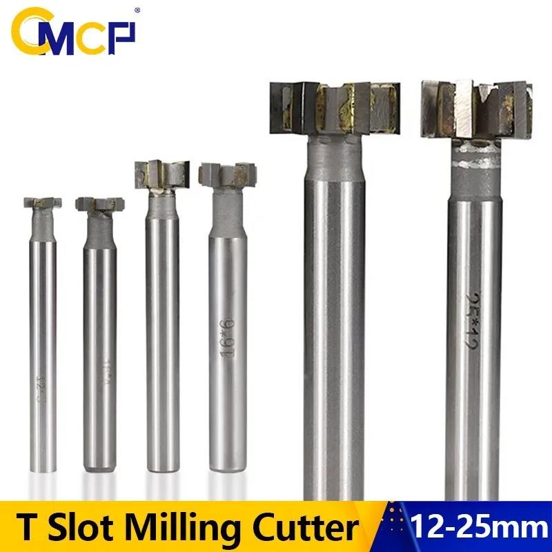 CMCP T Slot Milling Cutter 12-25mm Alloy Rough Inserted Straight Shank End Mill For Hardness Metal CNC Router Bit Milling Tool