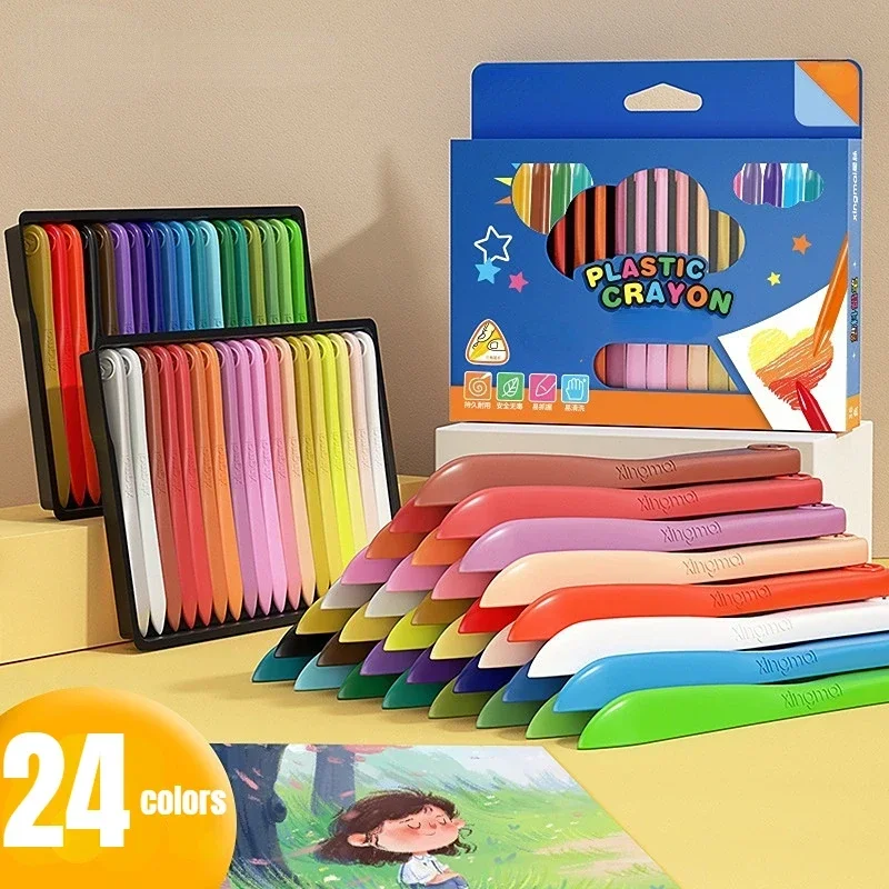 12/18/24 Colors Triangular Crayon Set Colorful Crayons Dual-head Pastel Washable and Erasable Crayon Durable Graffiti Oil Stick