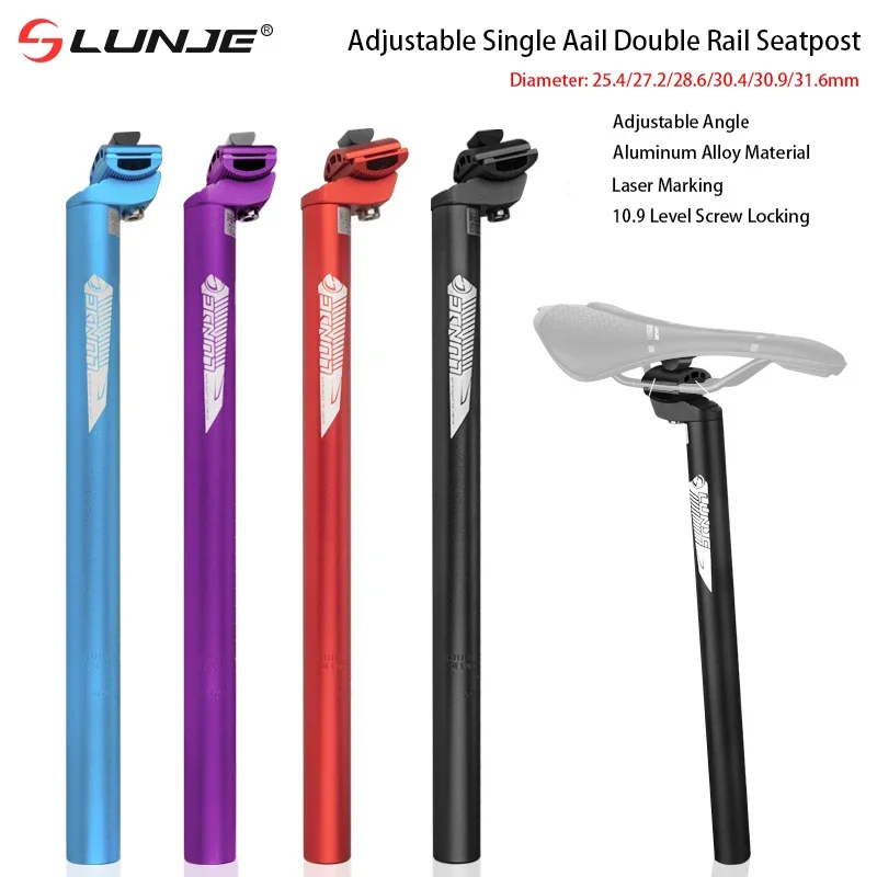 

MTB Bicycle Seatpost 27.2 31.6 Aluminum Alloy Bike Seat Tube 400mm Single Nail Double Rail Road Mountain Bike Accessories