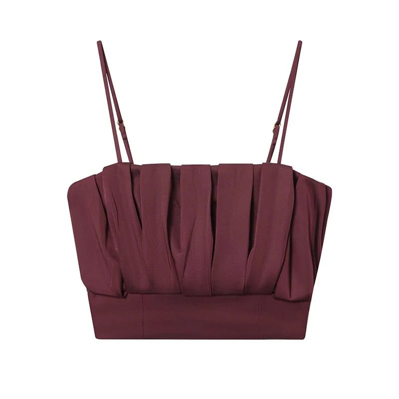 YENKYE أزياء المرأة الجديدة السباغيتي الأشرطة النبيذ الأحمر بالون كاميس مثير المحاصيل الأعلى #1