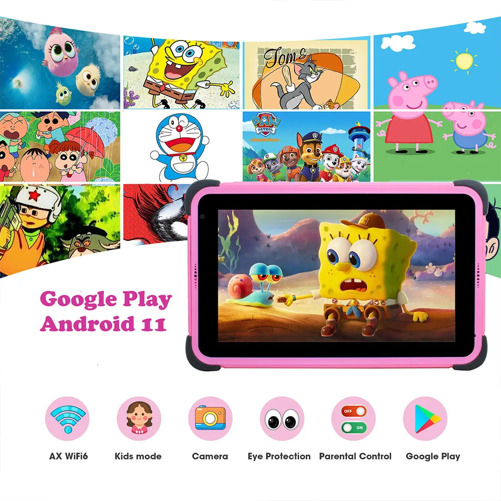 Weelikeit Kinder Tablet 8 ''Android 11 1280x800 ips Tablet für Kinder 2GB 32GB 4-Core 5g WLAN mit Kinder App Google Play 4500mah