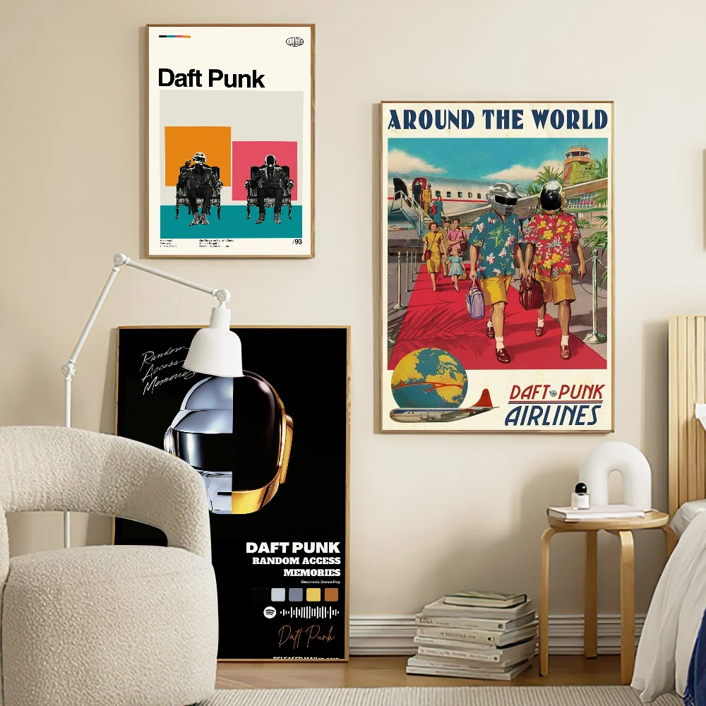 ملصقات الفيلم الكلاسيكي Daft Punk من حول العالم، ملصق حائط فاخر لغرفة المعيشة، ديكور للحانات، ديكور جدار الغرفة #3