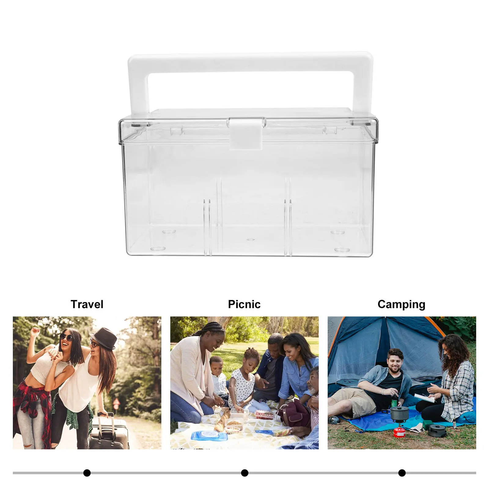 صندوق تخزين الأدوية الشفاف بسعة كبيرة، منظم الإسعافات الأولية المحمول مع مقبض للمنزل والمكتب والسفر والتخييم #3