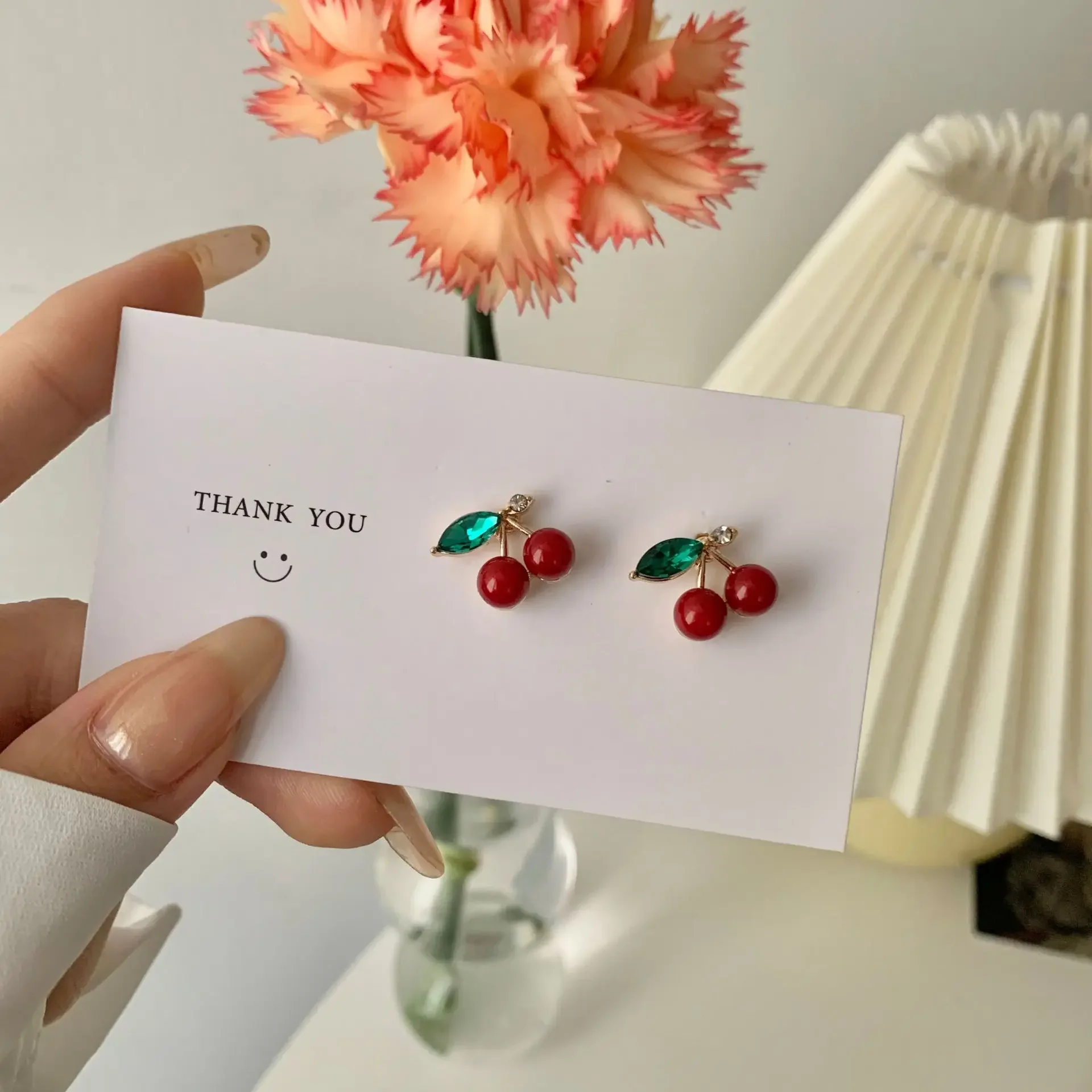 Korean Fashion Fresh Cherry Clip Earrings Lovely Creative Small Red Cherry Earclip Earrings Without Ear Hole for Female Women