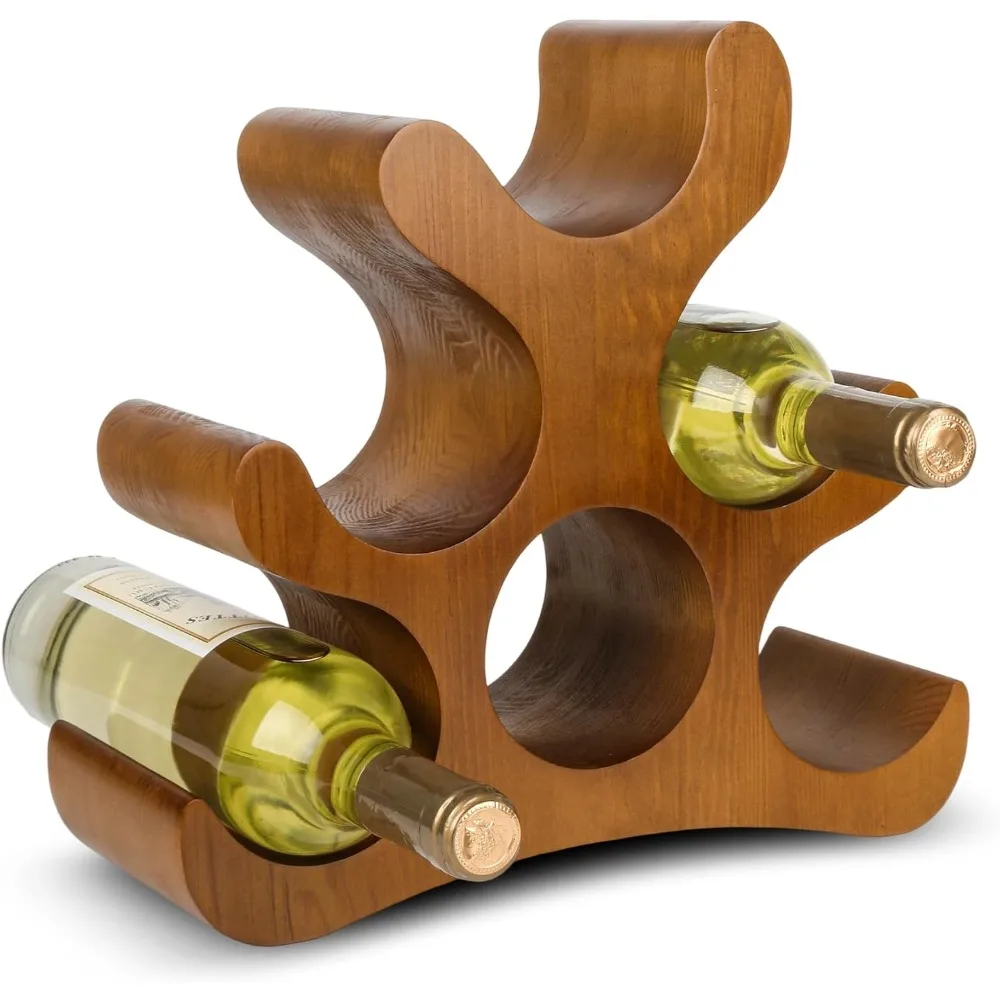 Rack de vinho autônomo de madeira para 6 garrafas para armazenamento de armário e despensa