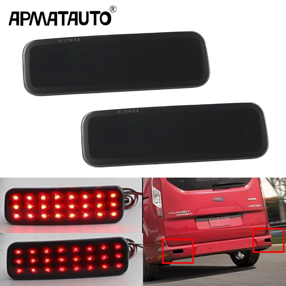 2x LED Rear Bumper Reflector Brake Light For Ford Transit Custom Connect TOURNEO 13-up 1778456,1778457,BK21515C0AA,BK21515B0AA