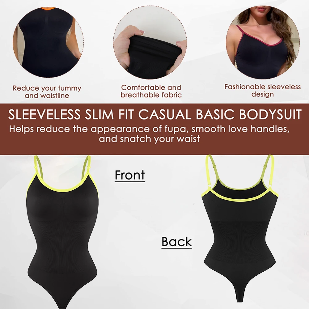 Contrast Strap Thong Body Shaper Bodysuit Women Seamless Fashion Tummy Control One-piece Underwear Slimming Waist Shapewear 3XL