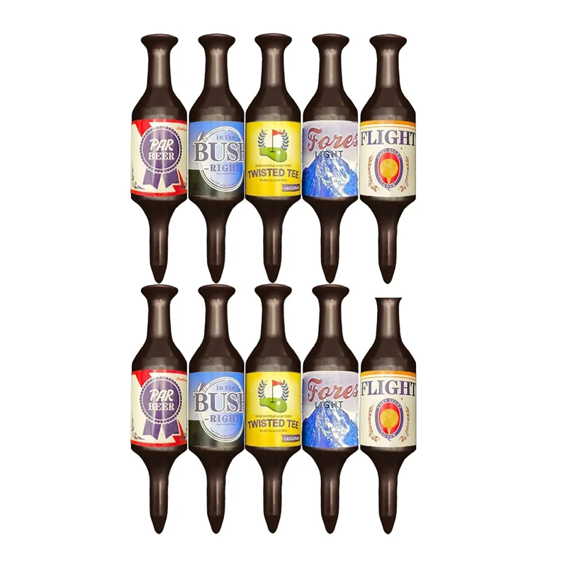 

A29Z-10 Pack Golf Tees Beer Bottle Handmade, Durable And Recyclable Plastic Golf Tee Accessories, Funny Golf Gifts