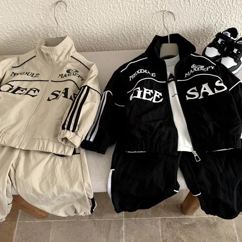 fashionable-boys'-sportswear-set-spring-autumn-korean-style-windbreaker-jacket-two-piece-suit-lightweight-cotton-blend-fabric