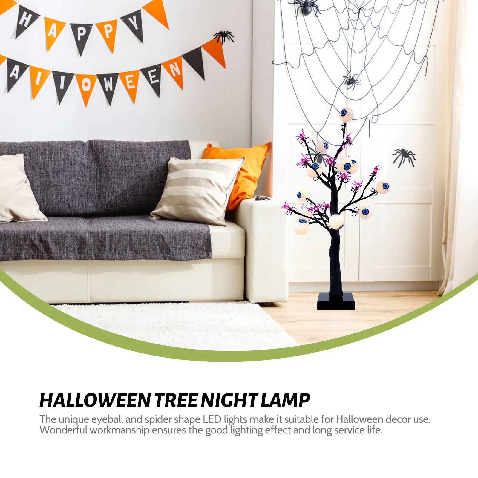 

1Pcs Spider Lamp Halloween Night Light Decorative Branch Light Compact Size Good Workmanship Desktop Lamp