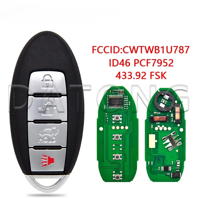 

Datong World Car Remote Control Key For Nisan Armada Infiniti Sentra M35 Hybrid Q70 M37 ID46 434MHz CWTWB1U787 Promixity Card