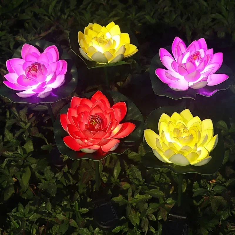 Luces solares decorativas para exteriores, luces solares para jardín, lámpara de césped con flores rosas para decoración de jardín y Patio