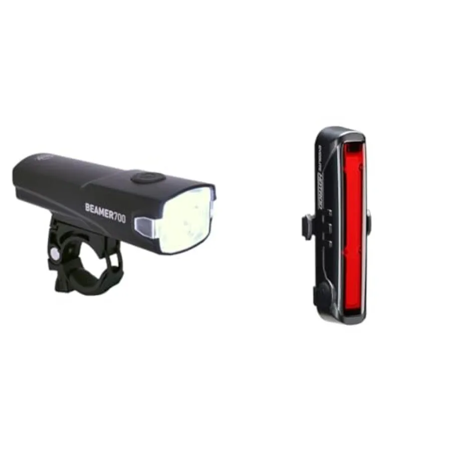 

Beamer 700 Bike Headlight and CYGOLITE Hotrod 50 Lumen Bike Tail Light with 6 Modes and USB Rechargeable
