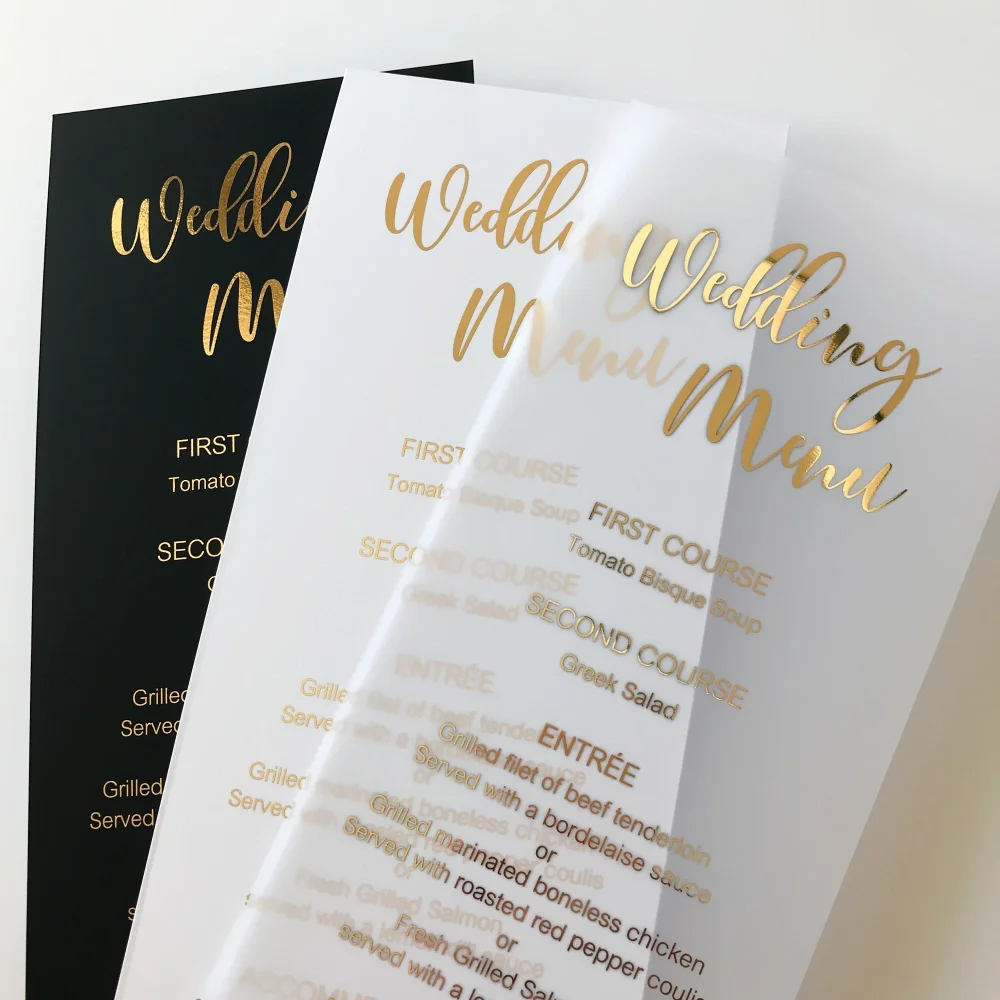 

Personalized Wedding Menu Gold Foil Custom Table Card Couple's Name Wedding Invitations Thank You Card Luxury Party Decorations