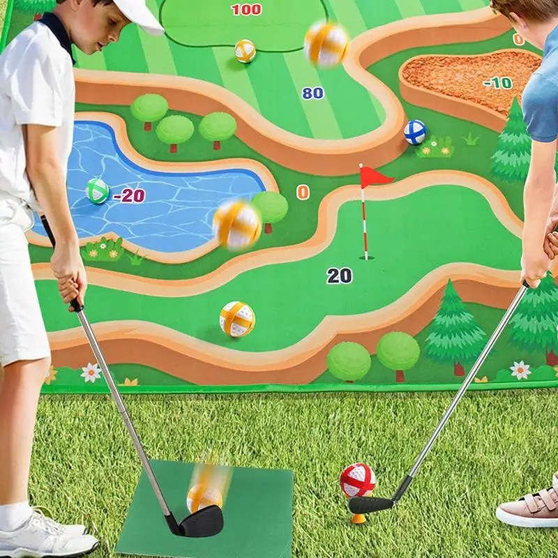 Indoor Golf Chipping Game 2-in-1 Golf permainan tikar latihan untuk ceria Golf interaktif putt dan Darting permainan untuk orang dewasa