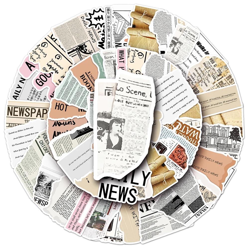 10/30/50PCS 창의적인 신문 조각 스티커 미적 장식 데칼 DIY 노트북 전화기 냉장고 자동차 스크랩북 스티커 장난감