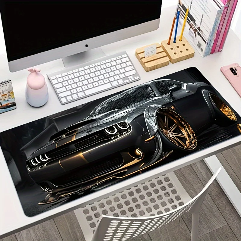

Mouse Pad 900x400x3MM Sleek Golden Gray Sports Car Extended Non-Slip Rubber Desk Pad for Office table mat PC Gaming accessories