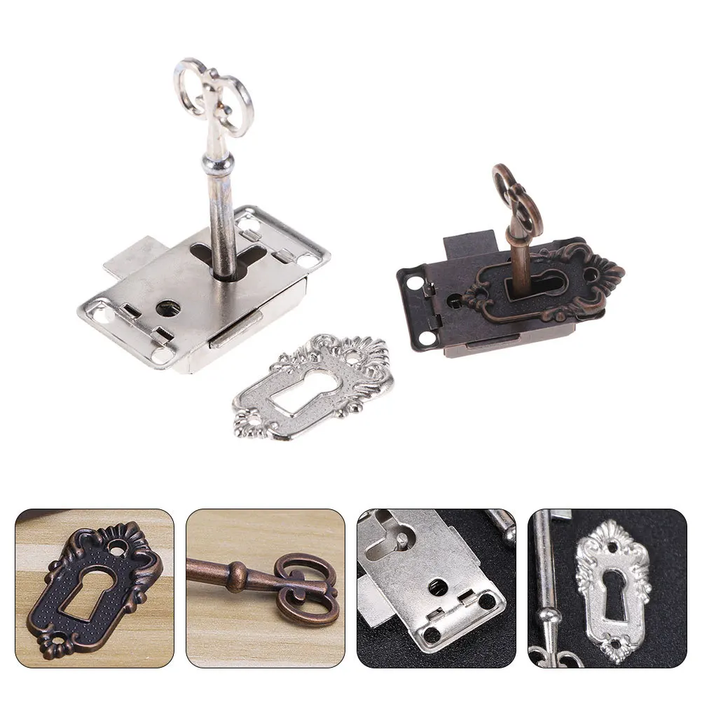 2 uds cerraduras para muebles Vintage bronce aleación de Zinc gabinete puerta cajón cerradura conjunto con llave para caja de madera joyería regalo vino