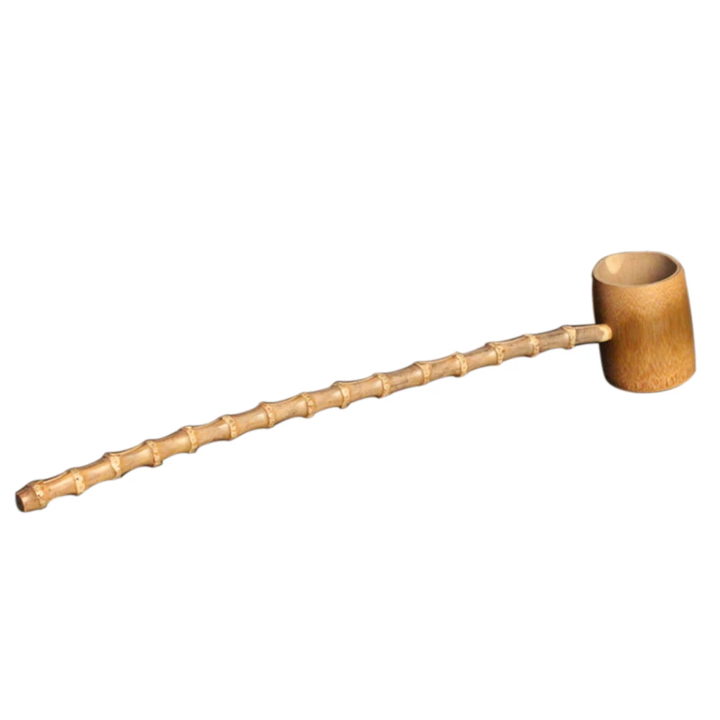 Traditional Bamboo Tea Ladle Classic Water Dipper Rustic Bamboo Utensils for Restaurant Garden Watering