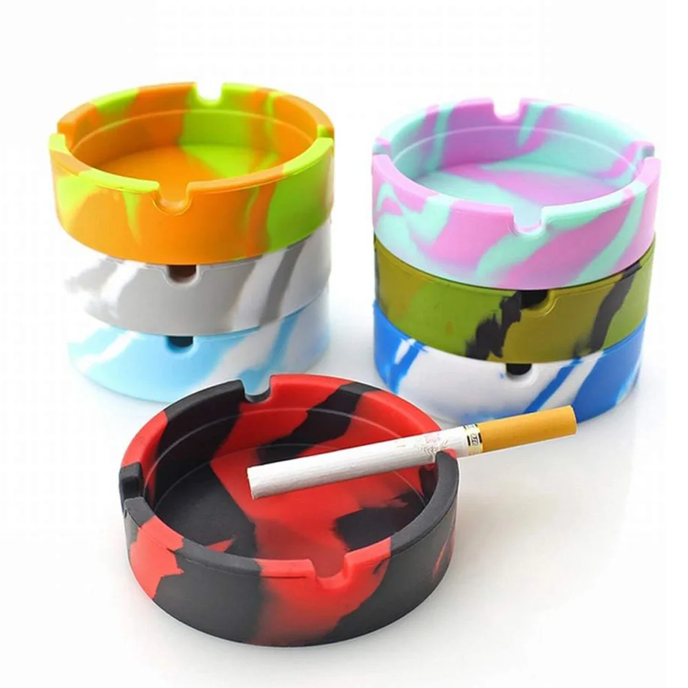 Silicone Ashtray Luminous Colorful Silicone Gel Ashtray Light Rubber High Temperature Heat Resistant Smoke Easy Clean Cigarette