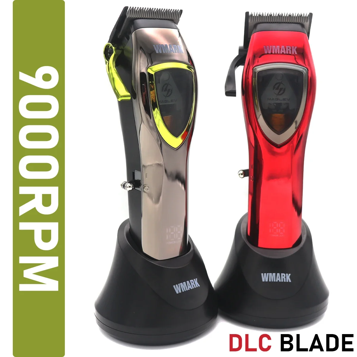 9000RPM WMARK NG-9010 Professional Hair Clipper Magnetic Motor DLC Blade Base Charger LED Display Men's Barber Machine Haircut