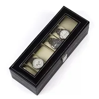 Boîte de rangement et de présentation pour montres en cuir PU avec couvercle en verre, support pour montres homme, coffret cadeau - Grande Vente 2
