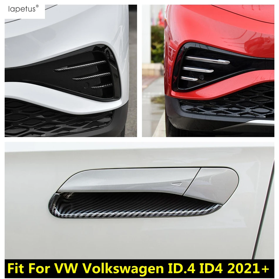 

Front Fog Light Lamp Eyebrow Strip / Door Handle Bowl Cover Trim Carbon Fiber Accessories For VW Volkswagen ID.4 ID4 2021 - 2024