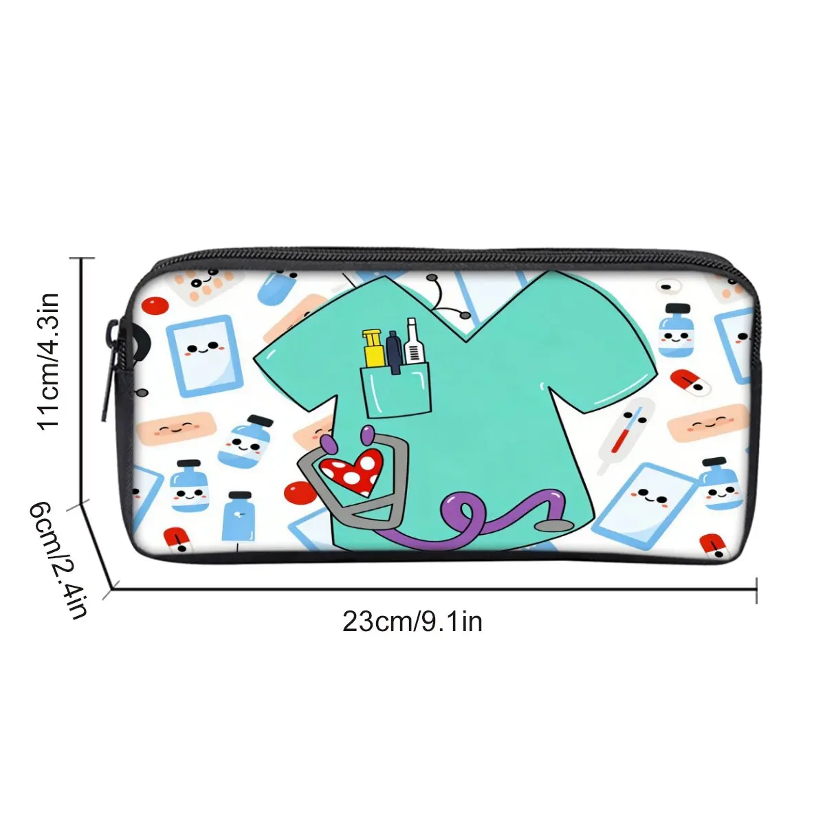 Medical Graffiti Single Layered Pencil Case for Boy/Girls Best Gifts 2D Flat Cartoon School Supplies Pencil Pouch for Children