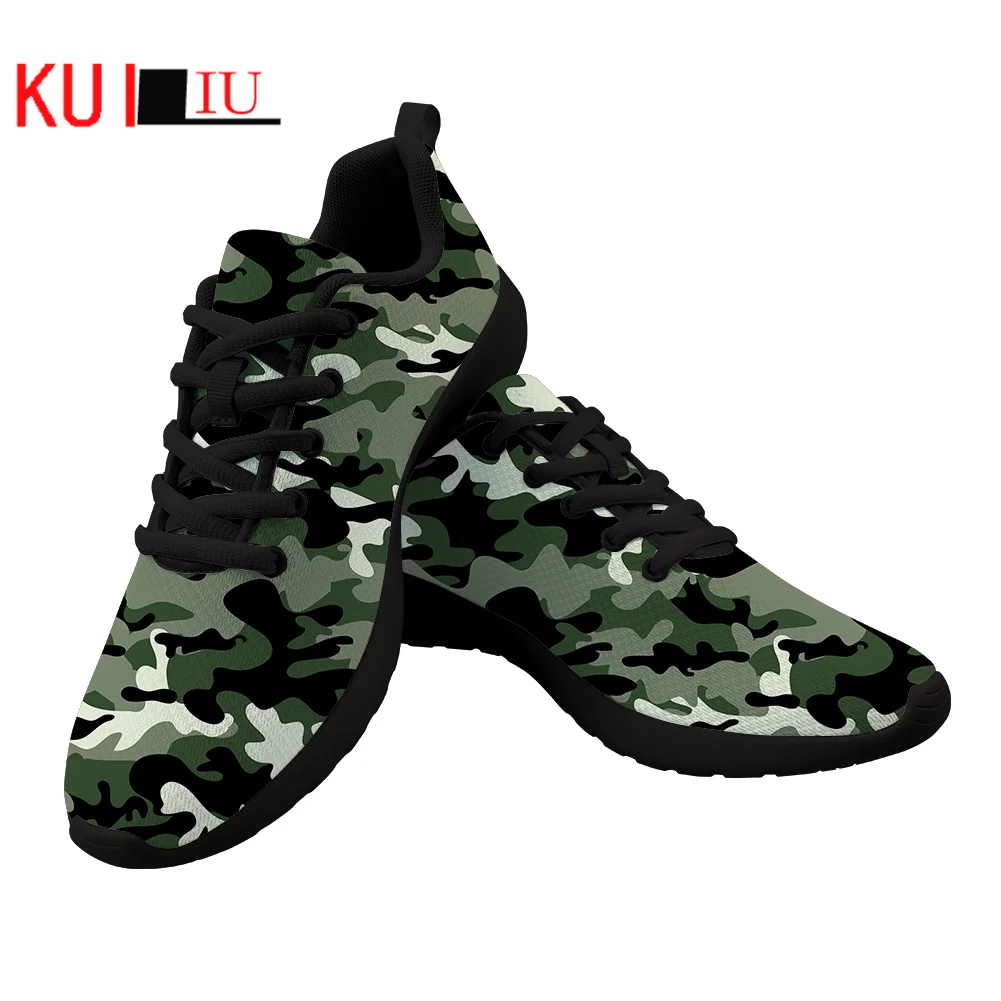 KUILIU Caual Mesh Sneakers Flat for Womens Color Camouflage Pattern Lightweight Footwear Ladies Sport Shoes Zapatos de Mujer