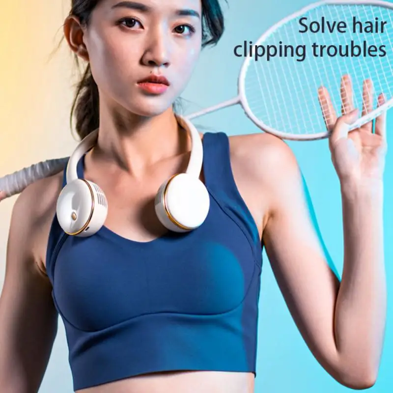 3PCS Mini Neck Fan Portable Bladeless Fan Usb Charging Convenient Small Air Conditioner Wearable Neckband Fans Leafless Fans Air