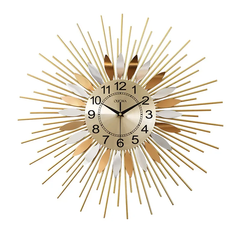 Relógio de Parede Artístico de Luxo Nórdico para Decoração de Sala de Estar, Personalizado e Criativo no Estilo Americano