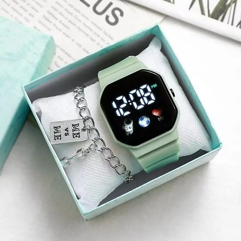 여성과 남성을위한 스포츠 시계 전자 LED 디지털 시계 패션 캐주얼 간단한 실리콘 여성 시계 전자 시계