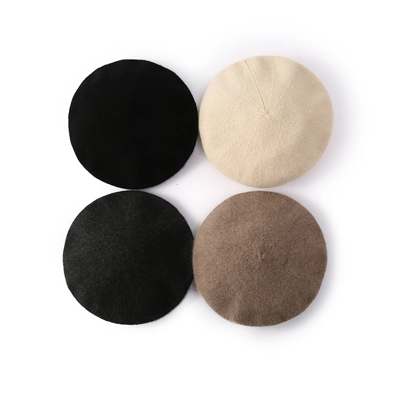 Nouvelle mode 100% cachemire femmes béret chapeau automne hiver luxe grâce dame béret chapeau cachemire tricots doux confortable chapeaux
