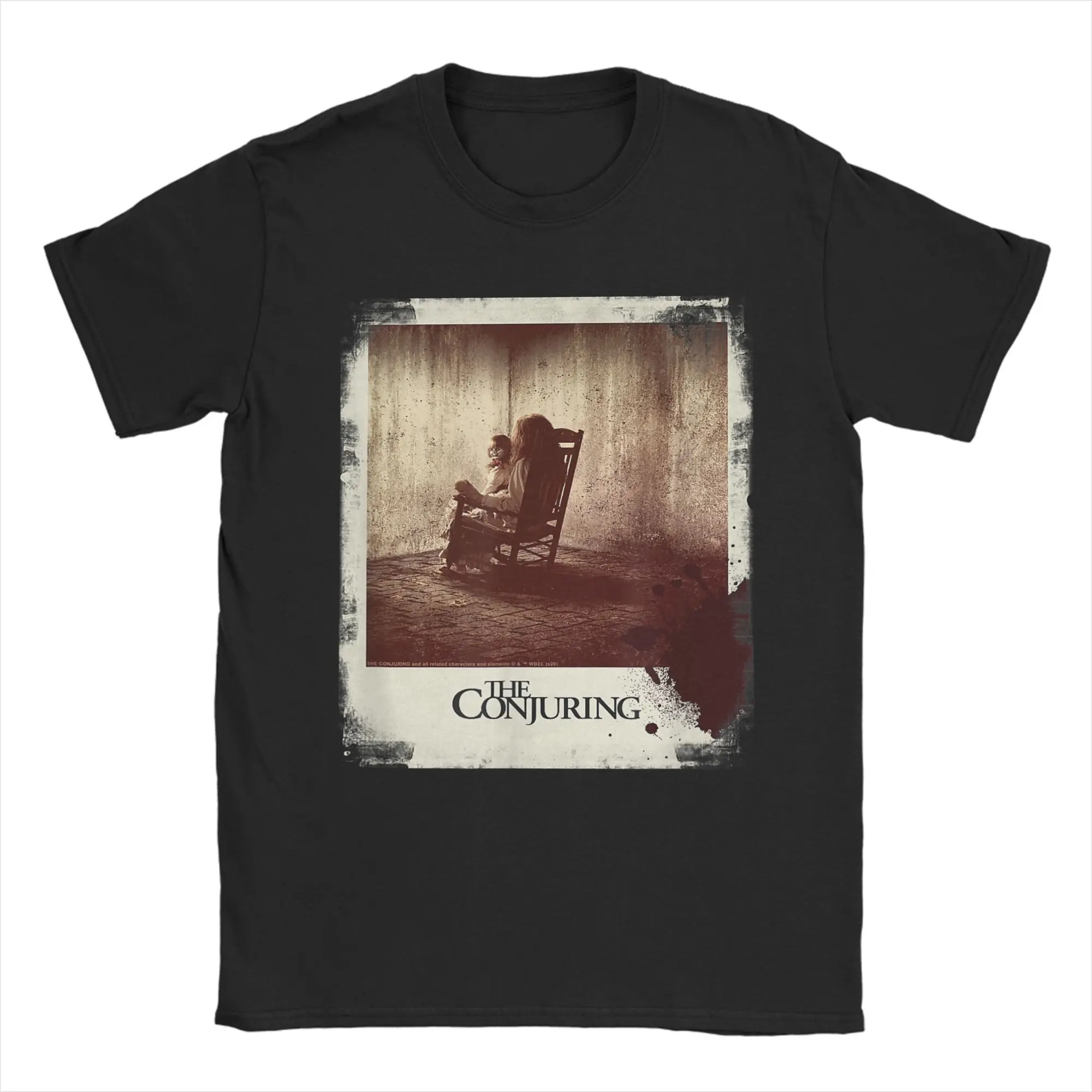 الرجال تي شيرت The Conjuring الجرونج أنابيل بولارويد خمر القطن تيز قصيرة الأكمام تي شيرت جولة الرقبة الملابس هدية فكرة
