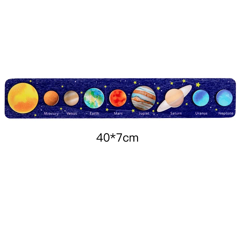 Montessori sistema solar de madeira oito planetas quebra-cabeça placa correspondência para crianças quebra-cabeça de madeira universo cognitivo brinquedo quebra-cabeça