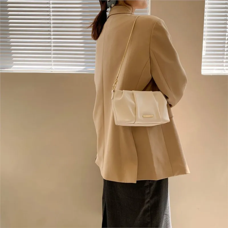 JIAERDI Elegant White Shoulder Bags Purse Women High Street Vintage Pu Leather Soft Handbag Female Retro Underarm Bag Ladies