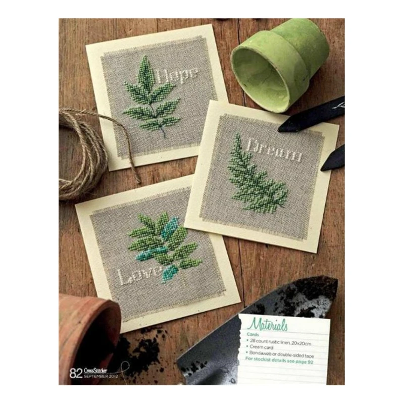 Cross Stitch Kit Three Green Leaves 28ct 18ct 14ct 11ct can be Customized Printed Cloth Manual Material Kit