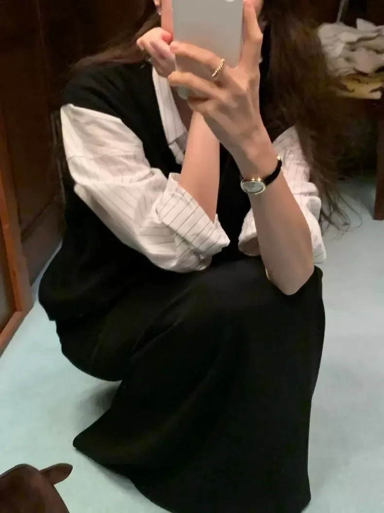 التخسيس V-Ne محبوك سترة المرأة فضفاضة Svel الأعلى Dongda بوابة الخريف Faion تخفيف Sle لون نقي لا زر #3