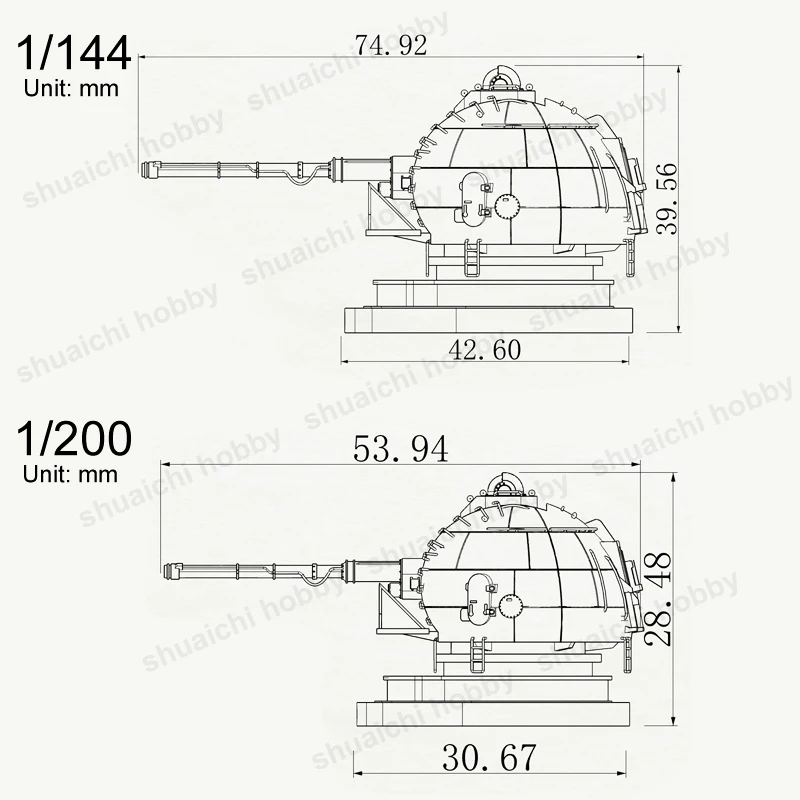 1PC Miniature Russian AK-130 Naval Gun Resin Model 1/72 1/144 1/250 1/350 Scale 3D Printing Upgrade Parts for DIY Handmade Hobby image 5