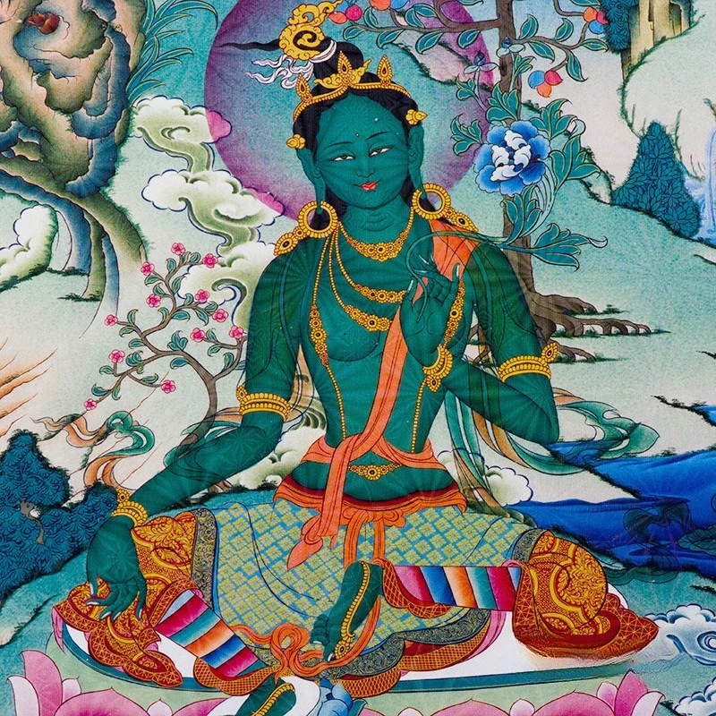 Tibetan Thangka Wall Art Home Decor Buddha Painting Modern Framed Hanging Picture Multiple Sizes