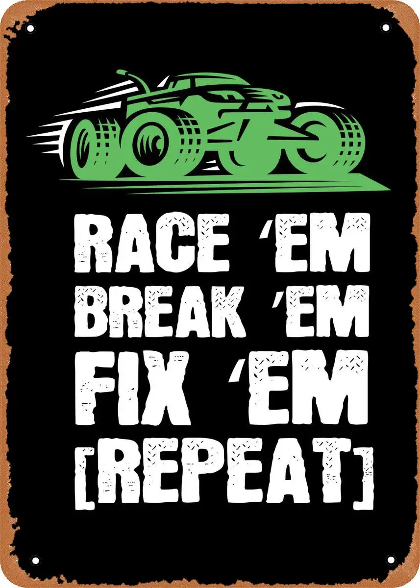Vintage Look Metal Sign - Rc Car Race Em Brake Em Model -  Tin Sign