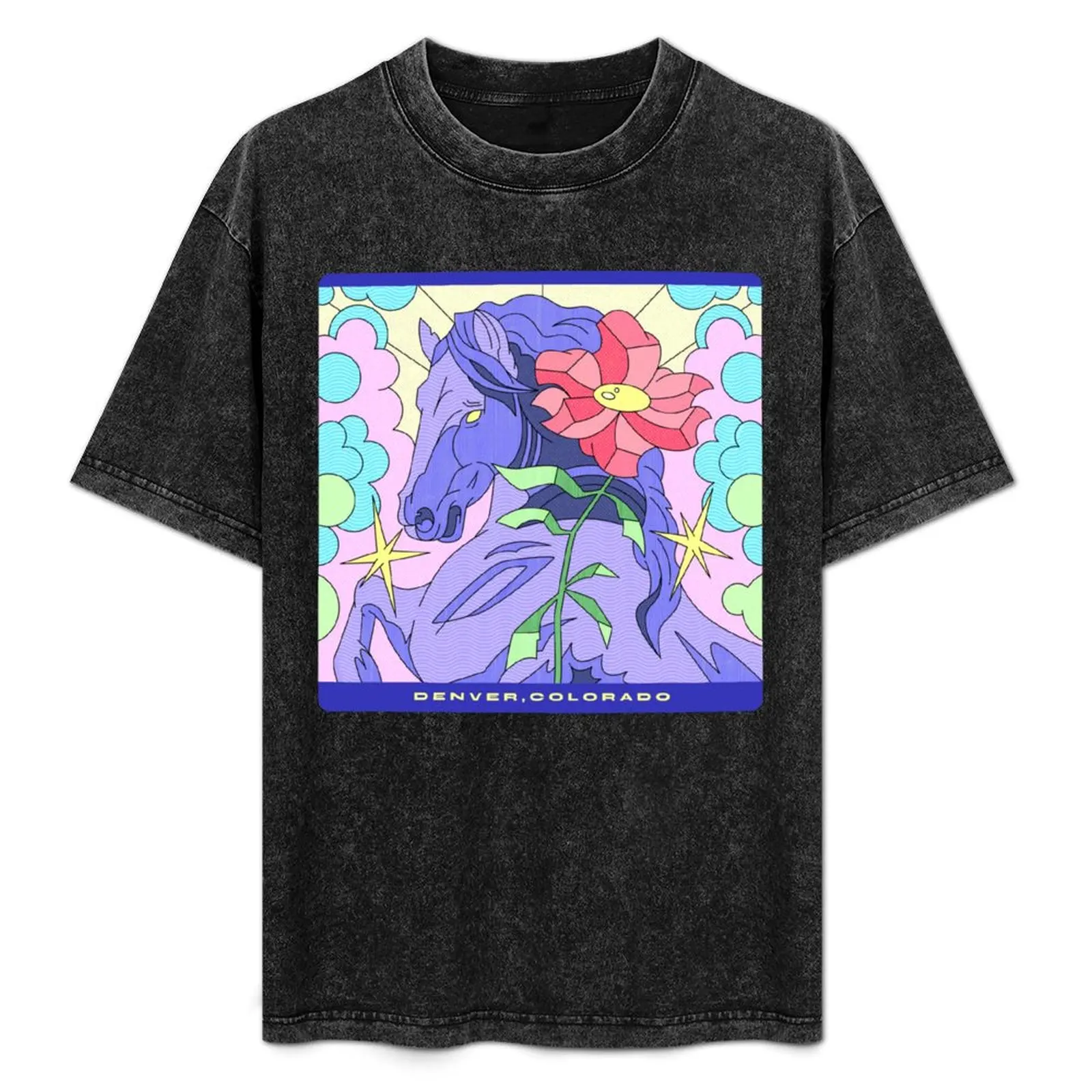 

Blucifer Denver Colorado International Airport T-Shirt Work Daily Short Sleeve Top