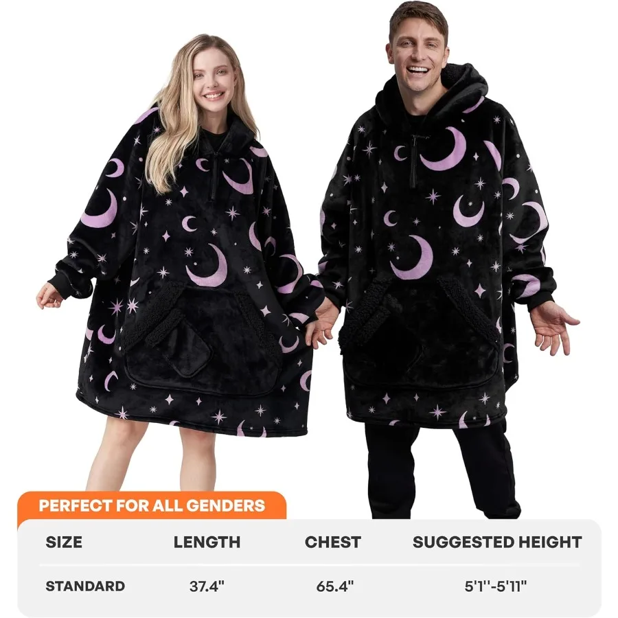 Giggling Getup يمكن ارتداؤها بطانية هوديي للنساء والرجال شيربا الصوف مقنعين بطانية البلوز دافئ دافئ شيربا يمكن ارتداؤها Thro