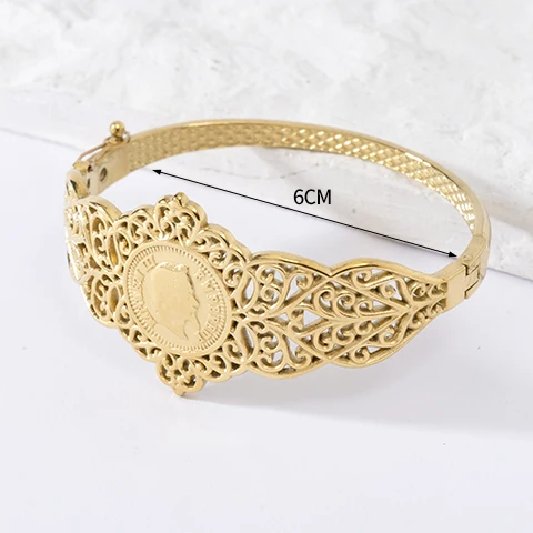 LUIZADA Vintage vergoldetes Armband für Frauen, Edelstahl, Luxus-Armreif für afrikanische Hochzeit, neue exquisite Braut, Verlobung – Detail 18