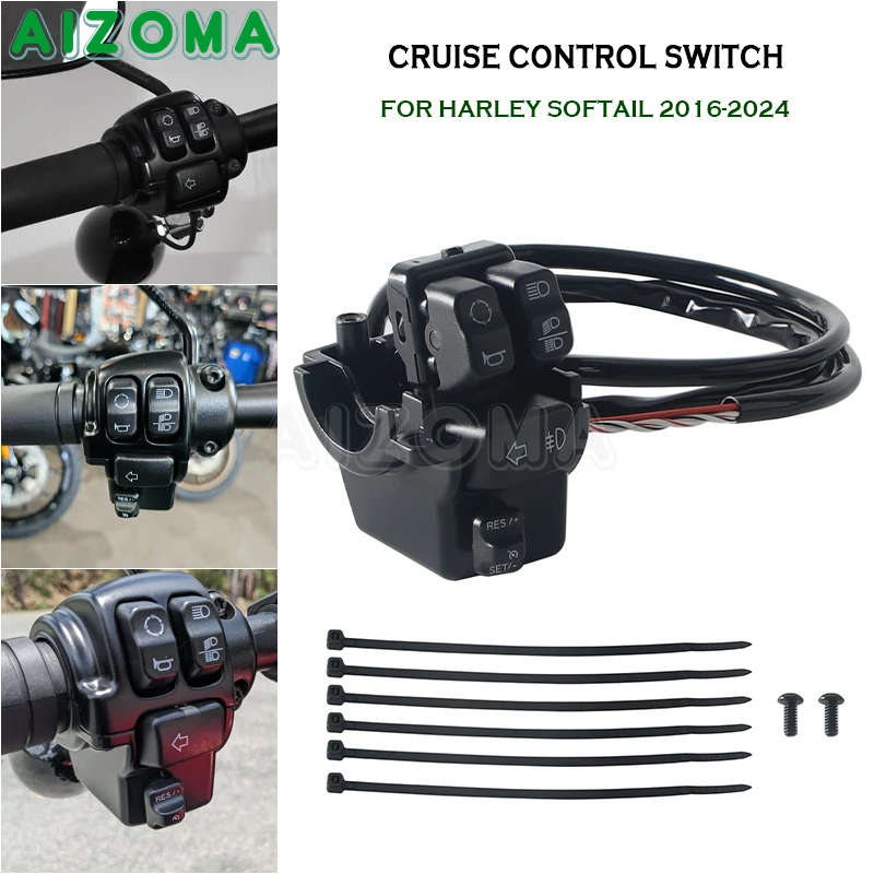 Handlebar Cruise Control Switch For Harley Softail 2016-2024 FXBB FXFBS FXLRS FXBRS FLFBS FLDE Turn Signal Control Switch Button