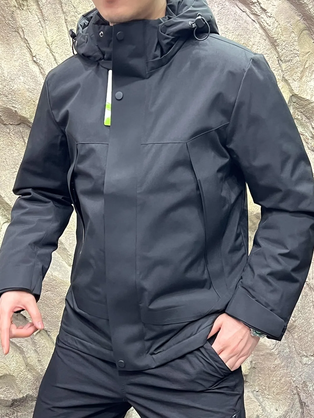 

aphene Heat Storage 90 White Du down Padded Jaet Men's Hooded down Coat Warmth Outdoor Sle Regular Fit Long Sve Zi...