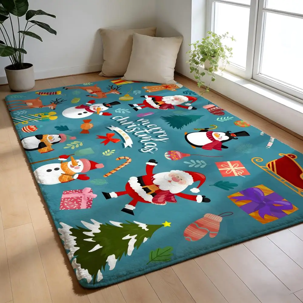 

Floor Mat Soft Flannel Rug Non-Slip Absorbent Mat for Bathroom Bedroom Home Decor Merry Christmas