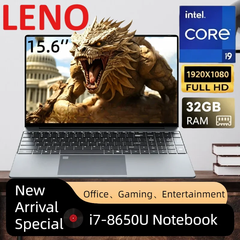 

NEW LENO 15.6" Ultra Slim Portable Laptop 32GB 2TB Intel Core i7 8650U Windows 11 HD 1080P Gaming Office Notebook PC