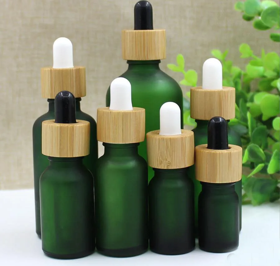 

50ML brown/clear/blue/green glass bottle bamboo dropper lid essential oil liquid eye serum moisture sample cosmetic packing